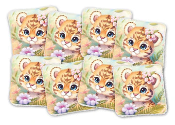 Lingettes lavables lion fleurs